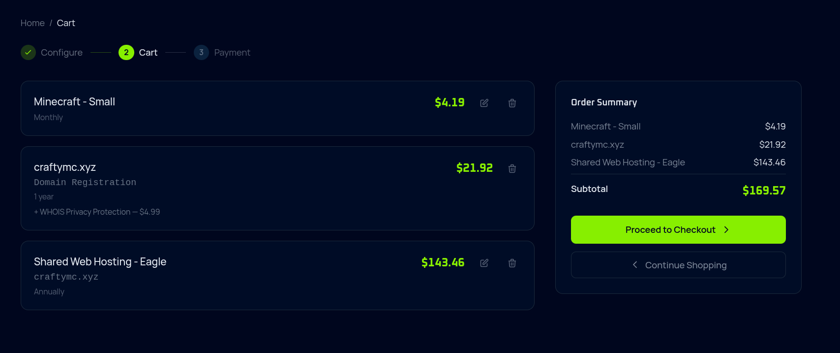Multi-item cart